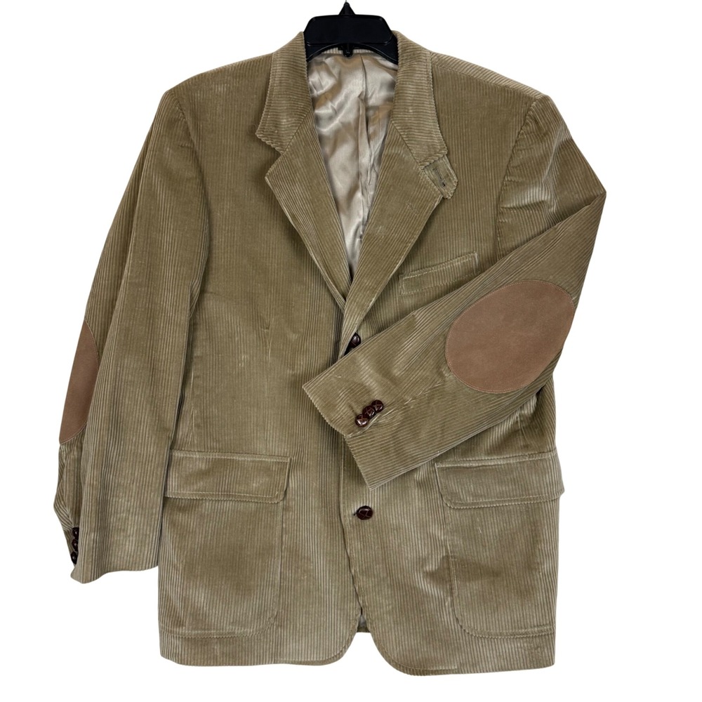 Vintage Orvis Corduroy Blazer 42R Academic Elbow Patches Tan Sport Coat Preppy